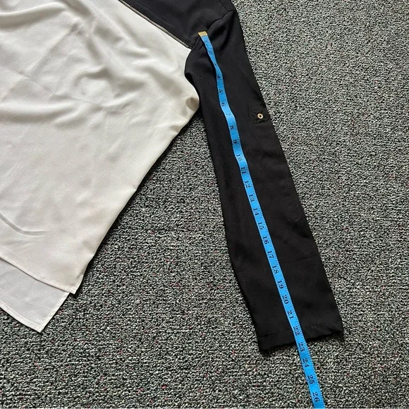 CALVIN KLEIN Black & White Colorblock Business Casual 3/4 Long Adjustable Sleeve - Picture 11 of 16